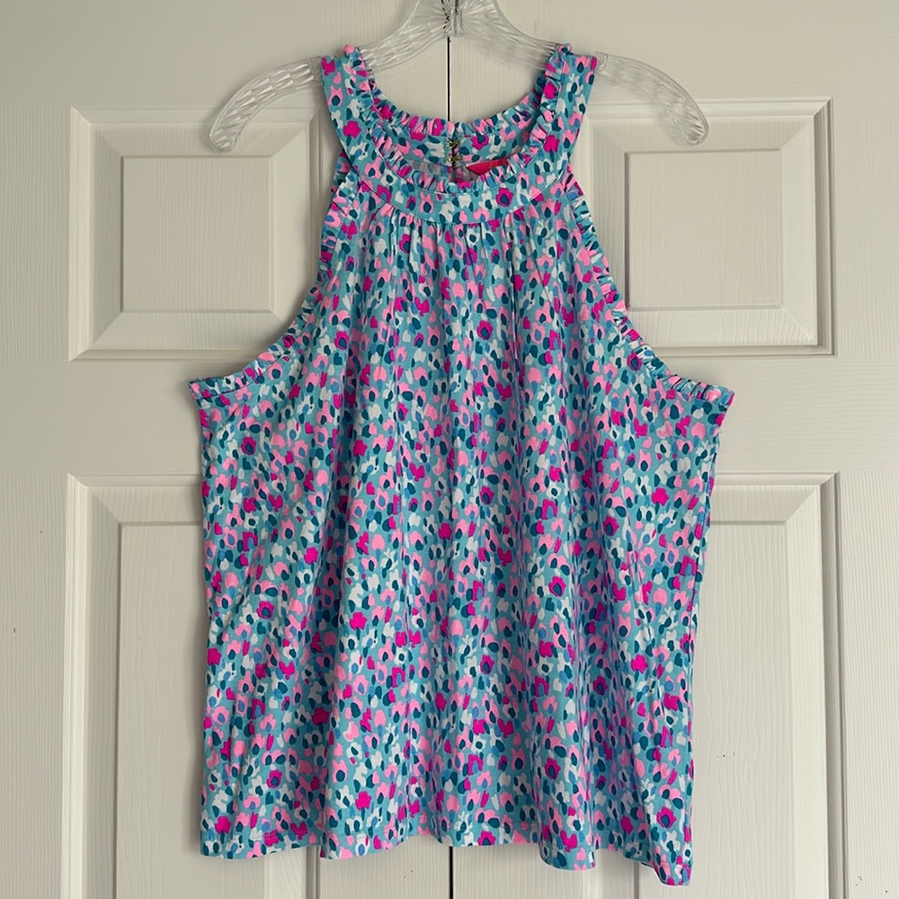 Lilly Pulitzer Blue Pink Teal Sleeveless Halter Top
